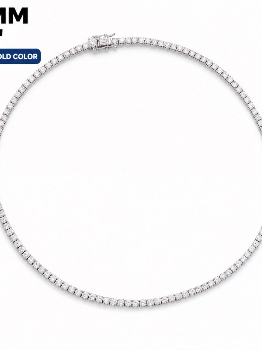LEKANI 3mm Moissanite Tennis Necklace S925 Silver 22 in